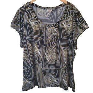 WORTHINGTON | Prism Pattern Short Sleeve  Blouse